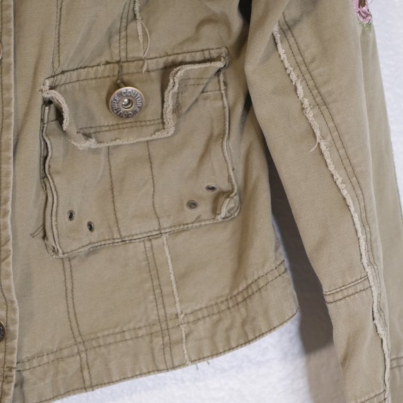 Romeo & Juliette Size L Jacket Embroidered Metal Buttons Faded Olive Green - Picture 2 of 12